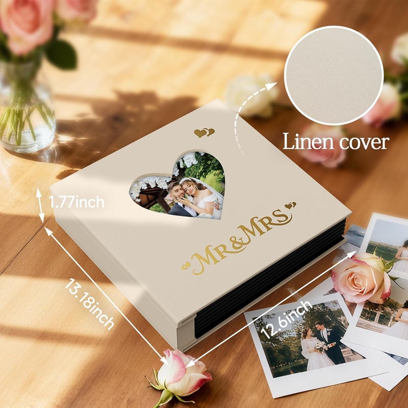 barsone Linen Wedding Photo Album 4x6 with 400 Pockets(Large Capacity Customizable Memory Book, Custom Engraved Cover, Bridal Photo Album for Engagement, Gifts & Memory Keepsake) - Image 2